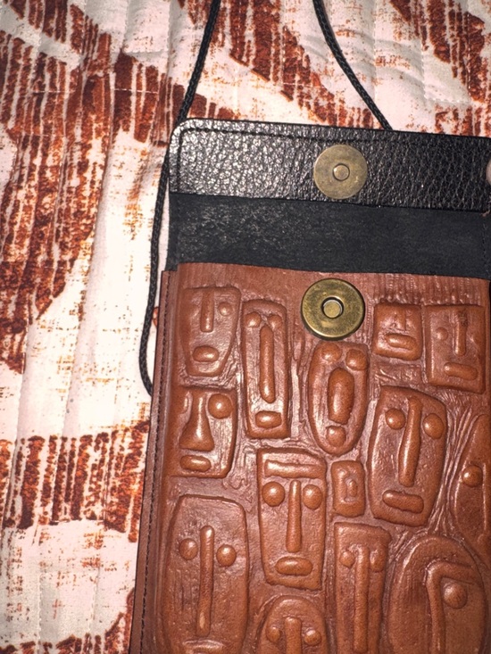 Leather Fringe Crossbody Bag - Brown & Black Artwear by Robbie  Mini Purse - Picture 3 of 7